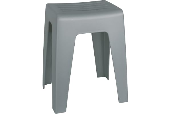 WENKO Badrumspall Kumba, högkvalitativ pall i modern design av plast i tung kvalitet, sittpall kan belastas upp till 120 kg, perfekt för badrum och gästtoalett (B x H x D) 38 x 47 x 32 cm