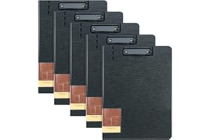 SOYIRI A4 Porte-Blocs à Rabat,Lot de 5 Planchettes à Pince Avec Clip,Foldover Clipboard Porte-Formulaires(Noir)