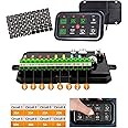 8 Gang switch panel (3color-RGB). Waterproof switch panel. Universal Circuit Control Relay System On-Off Switch Touch Switch Box with Label Stickers and Harness for Truck ATV UTV Boat SUV Car Caravan