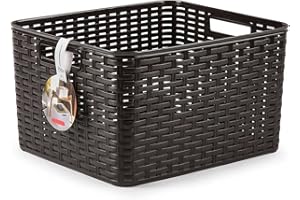 ACAN Tradineur - Cesta Rattan N.º 6 - Fabricado en plástico - Almacenamiento de Ropa, Productos de Limpieza - Capacidad de 28,5 L - 23 x 40 x 34 cm - Color: Wengue