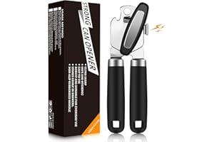 OGIMA Can Opener Manual, Stainless Steel Tin Openers, Effortlessly Open Cans with Heavy-Duty Manual Can Opener - Smooth Edges and Comfortable Grip for Work，Kitchen(Black)