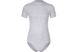 inlzdz Herren Body Kurzarm Overall Bodysuit Baumwolle Einteiler Jumpsuit mit Druckknöpfen im Schritt Männerbody Unterhemd Fitness Sportbody Singlet Sportwear