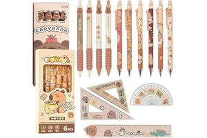 LHOEST Capibara Papeleria Set 14 Piezas Capybara Boligrafos Borrable Azul Bolis Borrables Capybara Papeleria Kawaii Material Escolar y Papeleria Animal reglas de Capibara Cosas de Capibaras Escolares