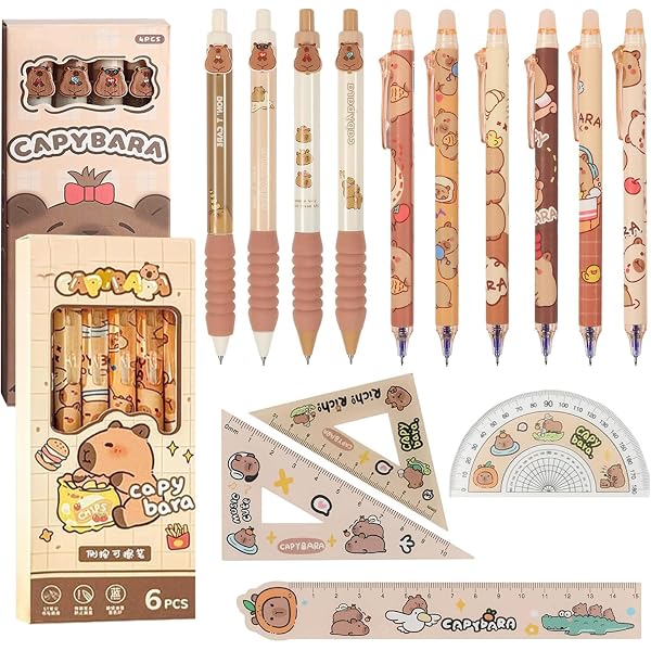 Set Astuccio Capybara Per Scuola – Con Righello, Squadra E Goniometro – Tema Animali Carino – Regalo Per Bambini E Ragazzi – Organizer Portapenne Leggero