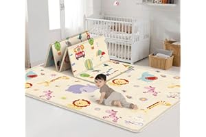 Gutsbox Tappeto Gioco Bambini Pieghevole Tappeto Gioco Neonato EPE Tappeto Neonato Gattonamento, Tappeto Per Bambini e Neonati Reversibile e Non Tossico, 180x100x0,8cm