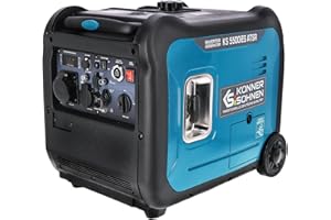 K&S KÖNNER&SÖHNEN Generatore inverter KS 5500iE S ATSR di Könner & Söhnen. Generatore di corrente 5500 W, presa Schuko 230 V, presa CEE 230 V, 32 A, 2 porte USB, powerstation con indicatore LED, unità di emergenza EURO