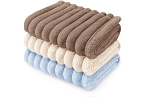 luciphia 3 Pièces Couverture pour Chien et Chat, Tapis de Chien Protection Canapé Lit Voiture, Lavable en Machine Idéale pour Grands Petits Chiens Chats Marron Beige Bleu 45_x_75_cm