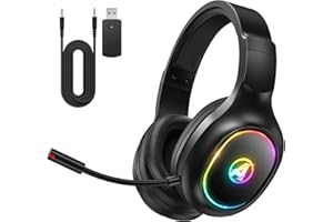 Awinnasey PH1 2.4GHz Wireless Gaming Headset for PS5, PS4, PC, Switch, Bluetooth Headset with 3.5mm Jack, Wireless Gaming Headphones with Microphone,Accessories for PlayStation 2, Black, PRO