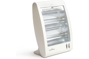 THE SECRET HOME - Estufa Eléctrica de Cuarzo de 400/800W - Portátil, Bajo Consumo, Seguridad Anti-Vuelco - 2 Barras Calefactoras - Calor Instantáneo - Ideal para Baño y Hogar - 30x15,5x37 cm