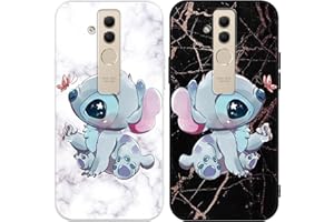 Omyzo [2 Piezas Funda para Huawei Mate 20 Lite 6,3",Dibujos Animados Suave TPU Antigolpes Case Silicona Carcasa con Anime Patrón Protectora Case Compatible con Mate 20 Lite