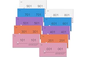 Nezyo Doppelnummern Blöcke 1-1000 Nummernblöcke Lose Nummeriert Garderobenmarken Großpackung Zahlenblöcke für Garderobe Events Party Messen, 10 x 5 cm(Rosa, Lila, Weiß, Orange, Hellblau)