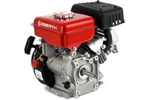 EBERTH 3 PS 2,2 kW Benzinmotor Standmotor Kartmotor Antriebsmotor mit 16 mm Ø Welle, 4-Takt, 1 Zylinder Benzin Motor, 87 ccm Hubraum, luftgekühlt, Seilzugstart, roter Tank
