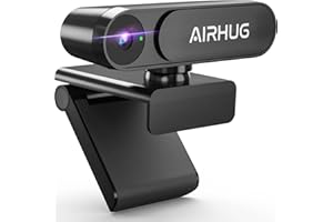 AIRHUG Ohne Mikrofon HD-Webcam, 2K QHD/FHD 1080p mit Sichtschutzschild, drehbare 360°Computerkamera, Plug&Play, Autofokus, geeignet für Skype, Auto-Zoom, Meeting, Streaming, kompatibel mit Windows/Mac
