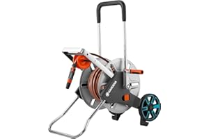 ‎GARDENA Gardena CleverRoll M Easy Metall Set: Schlauchwagen mit 60 m Kapazität, sehr standfest, stabile Schlauchführung, inkl. 25m Schlauch (18547-20)