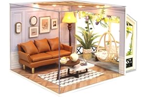 Cuteroom DIY Wooden Dolls House Craft Miniature Kit-Boy Bedroom Model & All Furniture (Warm Moment)