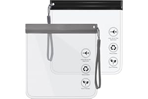 WILEOSIX Airport Security Liquids Bags 20x20cm,Clear Travel Toiletry Bags Leakproof Travel Accessories Makeup Bags Holiday Essentials Luggage