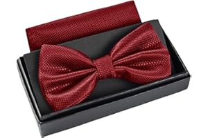 Massi Morino Fliege mit Einstecktuch für Herren Set - Anzug Herrenfliege zur Hochzeit - Verstellbare Schleife