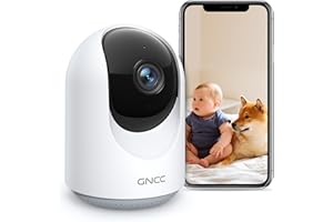 GNCC Camera Surveillance WiFi 1080P, Caméras de Surveillance 2.4G, Détection de Mouvement/Son, Vision Nocturne et Audio Bidirectionnel, Notifications en Temps Réel, Haut et Bas Manuel P1