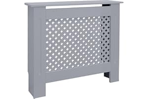 ECD Germany Cache-Radiateur Chauffage Moderne - 78x19x82 cm - Gris Étagère en Bois MDF Housse Décorative Robuste Motif Nid d'abeille Murale Meuble de Rangement Design Traditionnel pour Salon Chambre