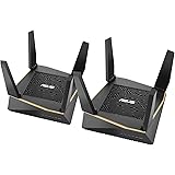 ASUS RT-AX92U AX6100 Tri-Band Whole Home Mesh Wi-Fi System Large and Multi-Story Homes, Supports Flexible SSID, Wired Inter-R