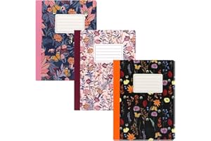 Pukka Pad, Composition and Exercise Notebooks - Ideal for Writing, School and Class Notes - 140 Pages of 80 GSM Lined Paper - Ruled Sheets - 24.7 x 19 cm, Pack of 3, Bloom