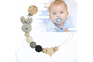 Weploda Baby Schnullerkette Clip, Schnullerkette, Schnullerkette Holz, Geflochtene Schnullerkette, Niedliche Cartoon Schnullerkette, Schnullerkette Mit Hasenmuster, Für Baby, Hält Schnuller Sauber