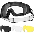 OneTigris Airsoft Goggles, Tactical Shooting Glasses with 3 Interchangable Lens, UV Protection Anti Fog Paintball Glasses for Paintball, Riding, Shooting, Hunting, Cycling