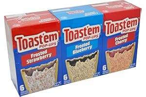 TOASTEM POP-UPS Toast'em Pop-Ups Fruit Variety Pack Frosted Strawberry, Frosted Blueberry, Frosted Cherry (18 pastries) Similar to Pop Tarts