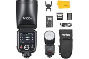 Godox V100 C V100C Flash pour Appareil Photo Canon, 100Ws TTL 2.4G sans Fil Canon Speedlite HSS 1/8000s, 400 Flashs à Pleine Puissance, Lampe de Modélisation LED, Flash Externe pour Photographie
