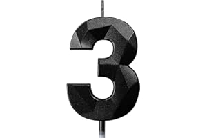DERATTA Geburtstagskerzen Zahlen Kerze 3 Tortendeko 3. Geburtstag Junge Mädchen Kerzen Geburtstag Schwarz 0-9 Zahlen Geburtstagskerzen für Torte