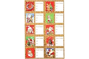 FOXNEC 60pz Biglietti Adesivi Di Buon Natale Scatola Etichette Natalizie Bigliettini di Auguri Etichette Decorazione Rotoli Tag Natalizi Chiudipacco Adesivi Natalizi (60 pcs)