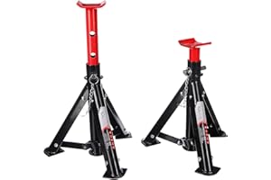 SIXTOL Mechanic Car Stand 3T | Juego 2 caballetes Plegables para Coche | Capacidad 3 toneladas | Altura Ajustable 270–363 mm | Construcción de Acero