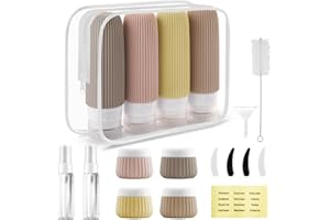 Foydream 18 Pezzi Bottiglie da Viaggio in Silicone, Kit Viaggio Liquidi Riutilizzabili, Flaconi da Viaggio con Etichetta Possono Riempire Cosmetici, Articoli da Bagno e Altri Liquidi e Creme