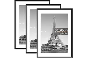upsimples 3 Pack Bilderrahmen 50x70 cm, Bilderrahmen Schwarz, Fotorahmen zum Aufhängen mit Poster, Posterrahmen Benutzt für Wohnzimmer, Schlafzimmer, Arbeitszimmer