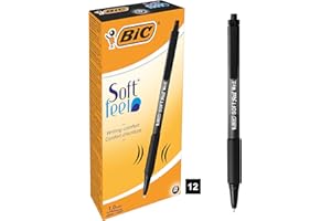 ‎BIC BIC Kugelschreiber Set Soft Feel Clic Grip, in Schwarz, Strichstärke 1.0 mm, 12er Pack, Ideal für das Büro, das Home Office oder die Schule