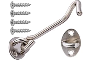 Neuhall Türhaken für Gartentor Sturmhaken 31,5cm Türstopper Fensterhaken mit Ösen Edelstahl Torhaken für Schiebetür Gartentür Tor Garagentor Scheunentor Riegelschloss Befestigungshaken Kabinenhaken