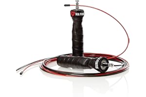VIA FORTIS Corda per Saltare Professionale con Pesi - Speed Rope per Calisthenics, CrossFit, Boxe, Muay Thai, Fitness Ecc. - Con Cuscinetti a Sfere, Cavi in Acciaio e Custodia - Misura Unica