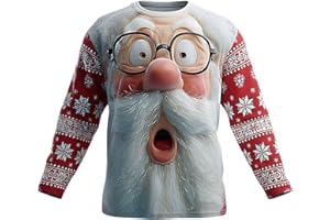 GENERIC Christmas Jumpers for Men Novelty Funny Xmas Reindeer Jumpers Santa Claus Christmas Sweatshirt Nordic 3D Print Graphic Pullover Sweaters Vacation Holiday Winter Fall Outfits Ugly Tops