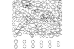 SUPERFINDINGS 300 Pcs 6 Style 304 Yeux de Plomb de Pêche en Acier Inoxydable 1.6~2.5mm DIY Leurres de Pêche Oeillet Argent 8 Boucles en Forme Pivote Clip pour Poids Moules