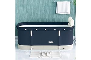 HIDYLIU Bañera familiar plegable portátil, no inflable de PVC, disponible en todas las estaciones y para la ducha (azul oscuro)