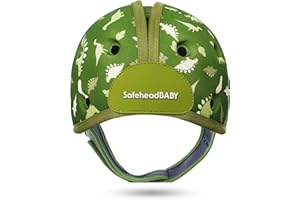 SafeheadBABY Soft Baby Head Protector Helmet for Crawling and Walking 7–24 Months – Ultra-Lightweight & Breathable Infant Safety Helmet That Grows with Your Baby (Head Circ. 40–52 cm) – Dino Green