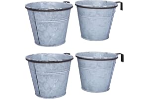 ‎ARTECSIS ARTECSIS 4er Set Pflanztopf mit Ringhalter, verzinkter Hängetopf, Blumentopf für Balkon Garten Geländer Palette 12cm Ø