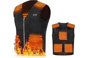 Facaio Gilet Riscaldato Elettrico Uomo Donna, USB Giubbotto Riscaldato con 3 File di Temperatura Regolabile, 7 Zone di Riscaldamento, per All'aperto Lavoro, Pesca, Caccia e Campeggio 2XL