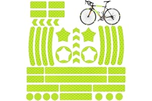 WeddHuis 42 Pezzi Adesivi per Bici, Set Adesivi Catarifrangenti, Adesivi Catarifrangenti per Bicicletta con Forme Diverse, Adesivi Luminosi per Bicicletta, Motociclette, Passeggini e altro