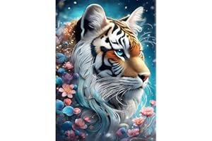 MXJSUA DIY Diamond Art Painting Kits for Adults, Tiger Diamond Gem Art Paint with Round Beads Full Drill Gem Art Painting Kit for Home Wall Decor 30x40cm
