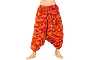 PANASIAM Pantalones de Aladdín de rayón Firme y Natural, Hechos a Mano con Cera.