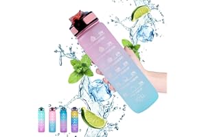 Gaiayhc Sports Water Bottle 1 L,Motivational Water Bottle with Time Marker and Straw,30oz Leakproof Design Water Bottle for Sports,Hiking,Gym,Fitness,Outdoor,Cycling,School & Office
