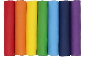 aufodara 7 Stück Stoff Einfarbige Baumwollstoff Stoffpakete Patchwork Baumwolle, 17,7 x 19,68 Inch Stoffe zum Nähen, Patchwork Stoffpaket zum Quilten DIY Basteln Handwerken (Regenbogen)