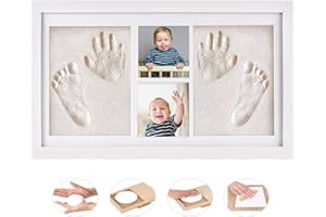 APOTRONI Cornice Impronta Mani e Piedi Neonati Argilla, Set di Cornice Impronte Neonato di Qualità con Calco Senza Crepe，Kit Impronte Neonato Perfetto per Neonato Ricordo Regalo
