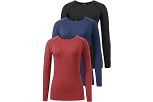 Star Vibe 3 Pack Dry Fit Long Sleeve Tshirt for Women Moisture Wicking Long Sleeve Tee Outdoor Compression Running Workout Tops